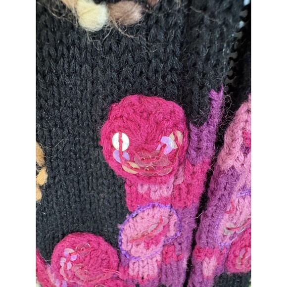 Vintage Design Options Grape Zip Up Cardigan Size Medium Embroidered Knit Sequin - Picture 6 of 6